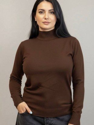 Гольф жіночий зі стійкою, кашемірова якість, коричневий, р. XS 545651805 фото