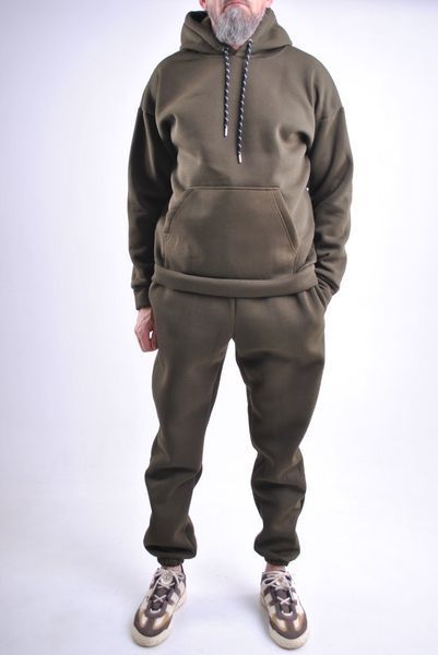 Теплый мужской спортивный костюм с начесом,худи и штаны,р.L , хаки 397559157 фото
