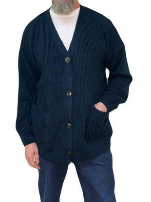 Теплый мужской кардиган крупной вязки, One Size,темно-синий МисМ фото
